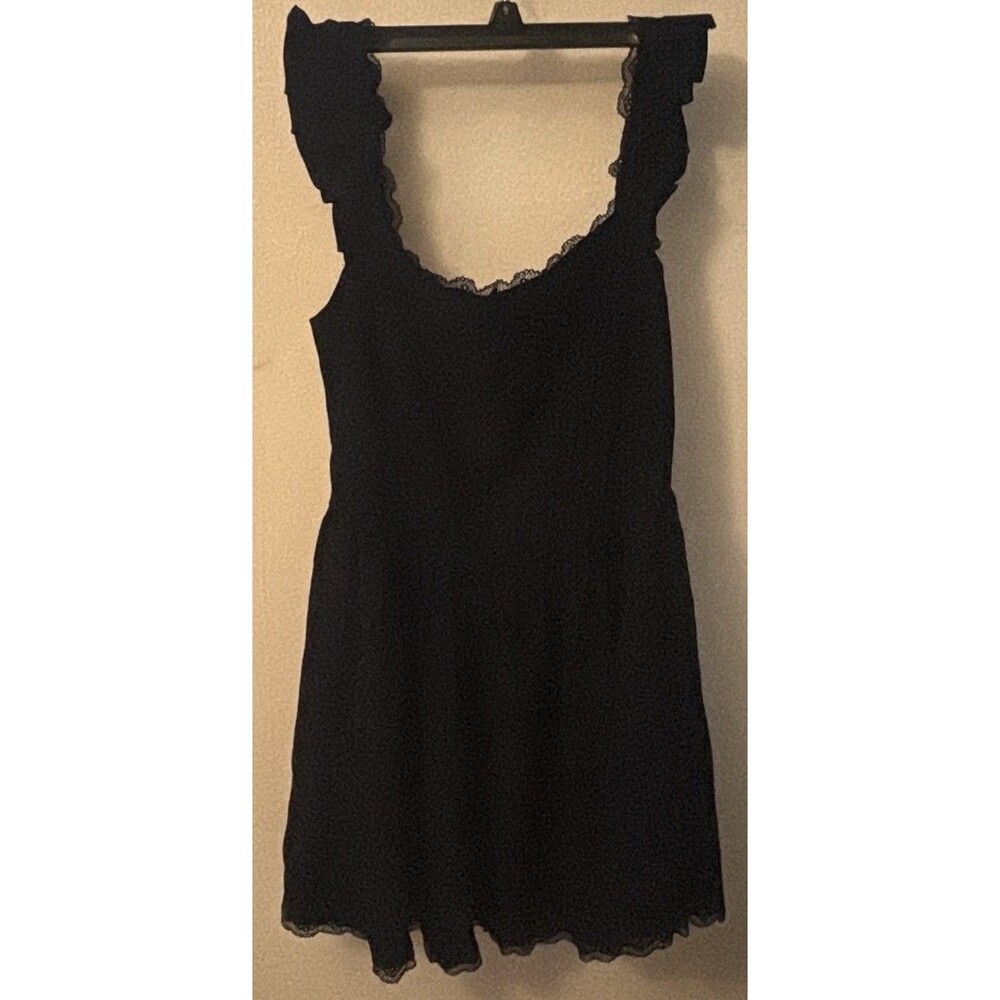 PINAFORE black goth grunge Lace Edge Knee Length Sleeveless Dress Sz L 90’s Y2K